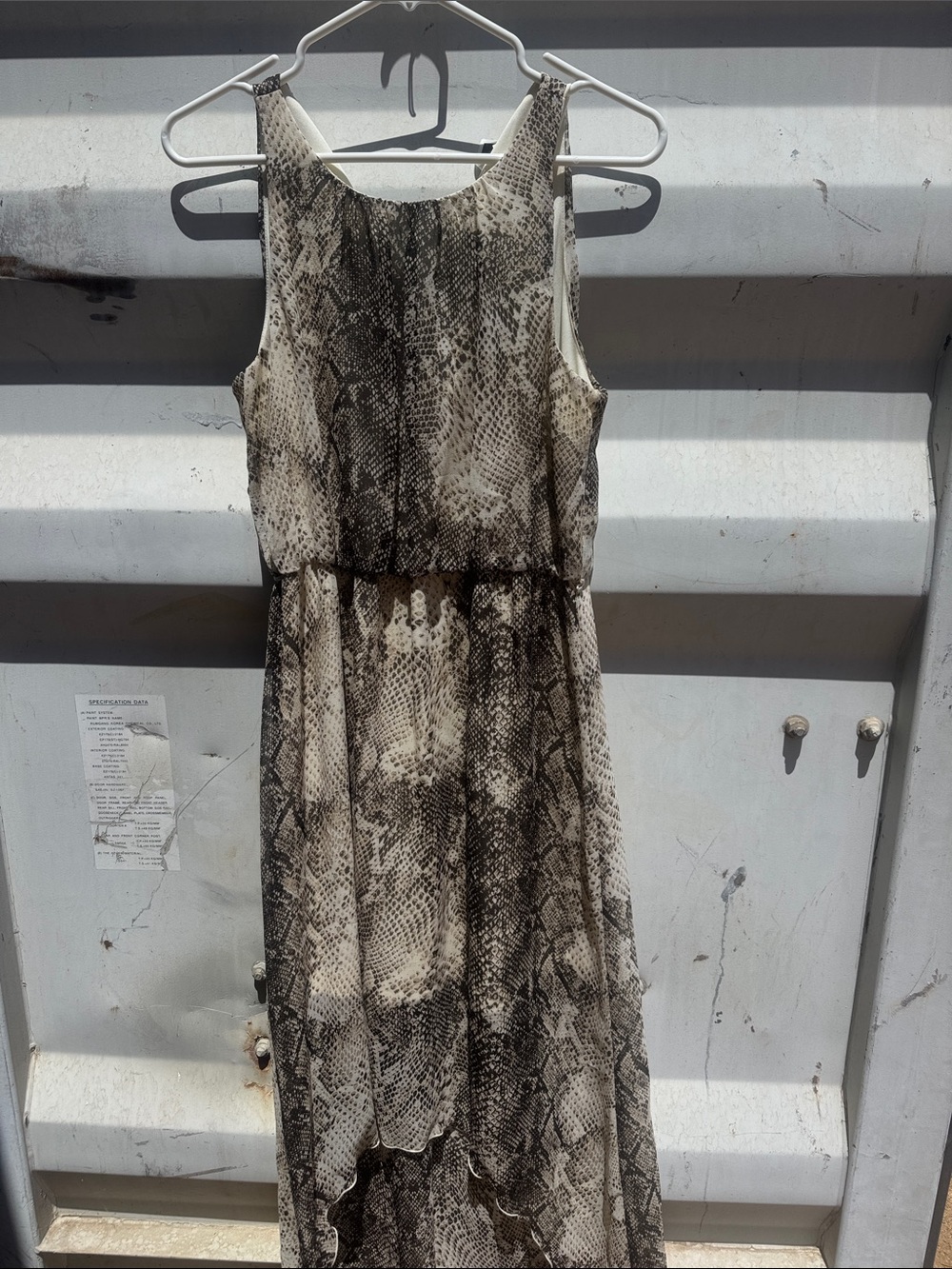 Julian Taylor Sleeveless High-Low Snake Print Dress in Black and White
